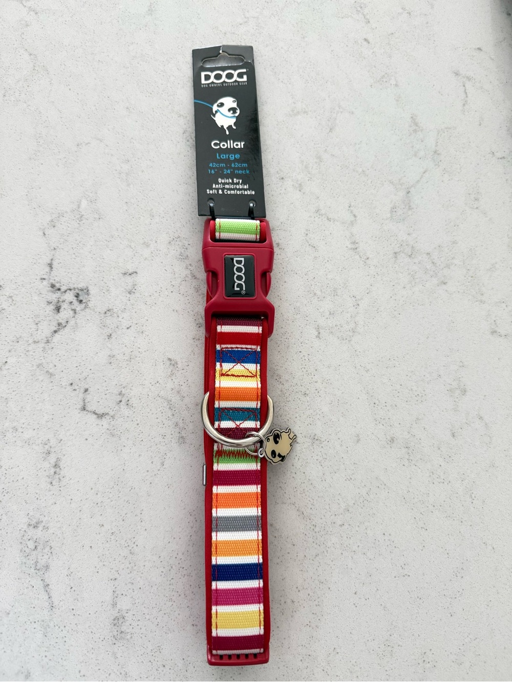 NWT-DOOG Neoprene Multicolored Stripe Scooby Collar - Large 16”-24”